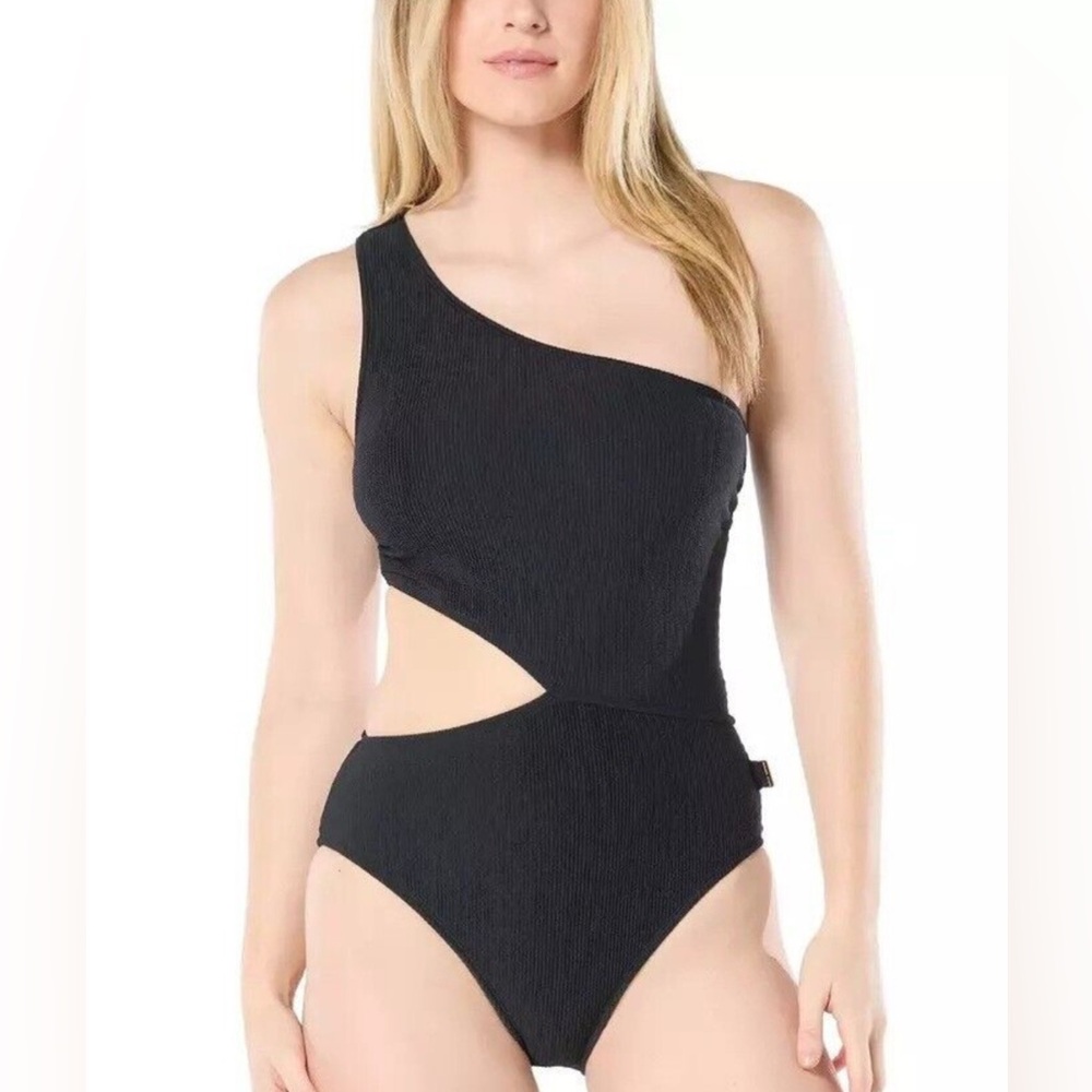 Michael Kors Black One-Shoulder Cutout Swimsuit - Various Sizes - NWT